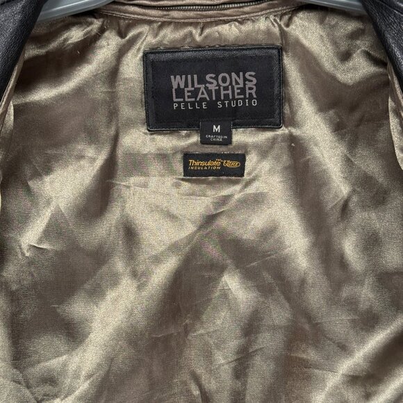 VTG Wilsons Leather Pelle Studio Jacket Black Double Breasted Thinsulate Size M - Picture 13 of 14